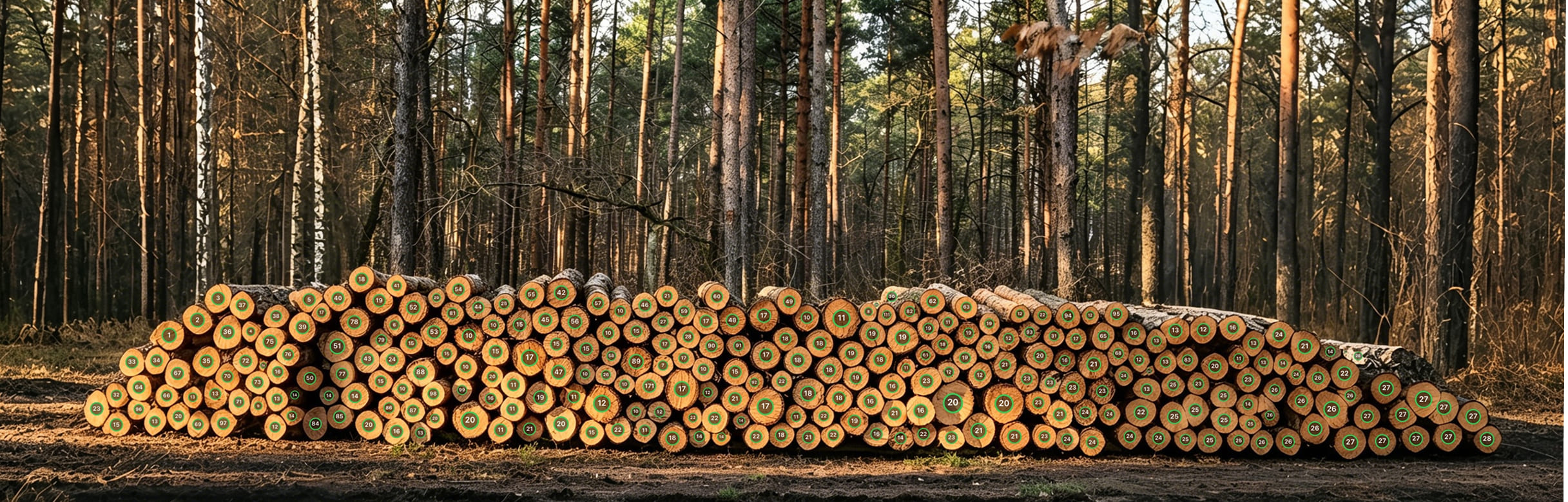 Panoramic woodpile photo for large-scale counting